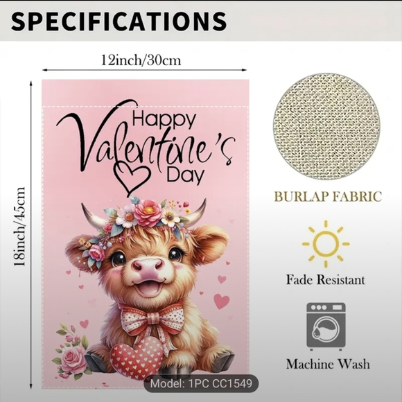 Valentine's Day Flag with Cow Design 2/$12 - Picture 4 of 6